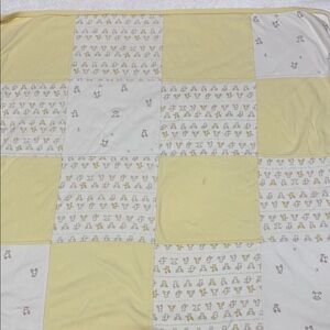 Vintage baby Healthtex Yellow and White square teddy bear cotton baby blanket